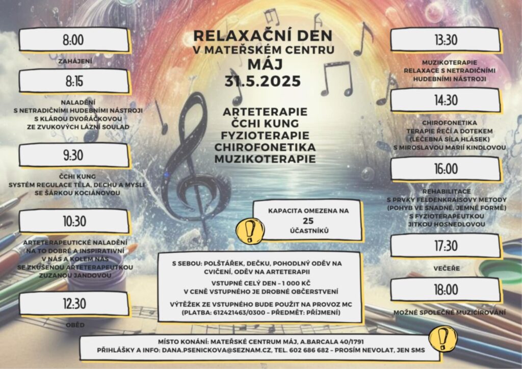 pozvánka na relaxační den, České Budějovice, Mateřské centrum Máj
